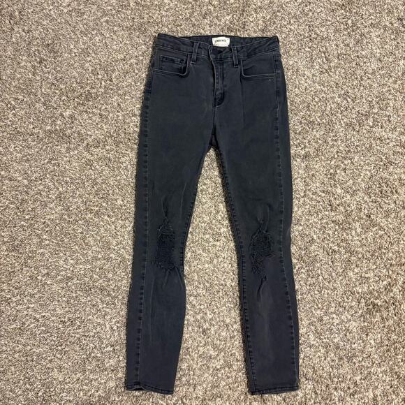 L'AGENCE Margot High Rise Distressed Skinny Washed Black Jeans 25 - Picture 4 of 11